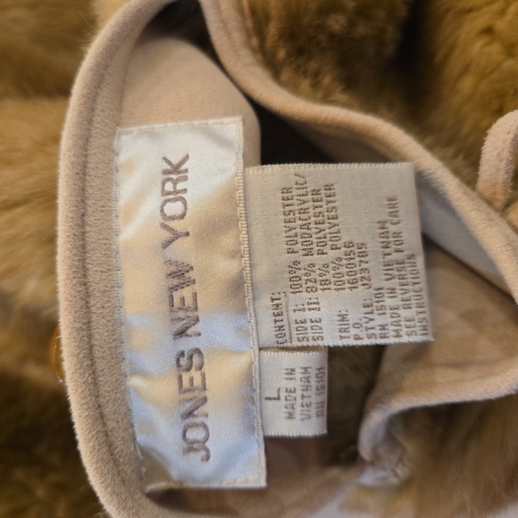 Faux Fur Shearling Hooded Coat Womens Size Large Brown Cream - Picture 14 of 15